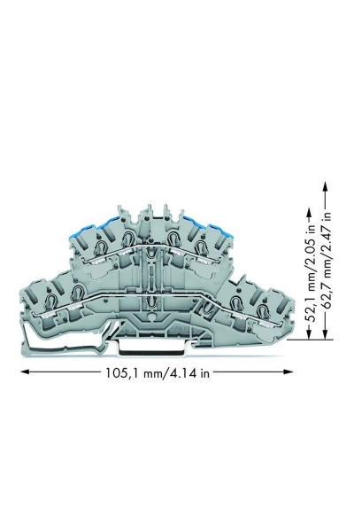 Wago 2002-2403 50 Adet Gri 2.5-4mm2 L/N 2 Katlı 4 İletkenli Ray Klemens - Thumbnail