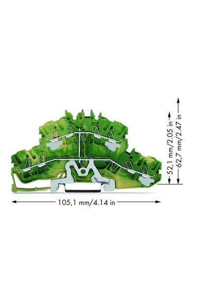 Wago 2002-2407 2.5-4mm2 Sarı Yeşil L/L 2 Katlı 8 İletkenli Ray Klemens - Thumbnail