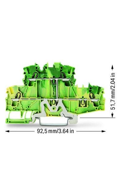 Wago 2002-2707 50 Adet 2.5-6mm2 L/L Sarı Yeşil 2 Katlı Topraklamalı Ray Klemens - Thumbnail