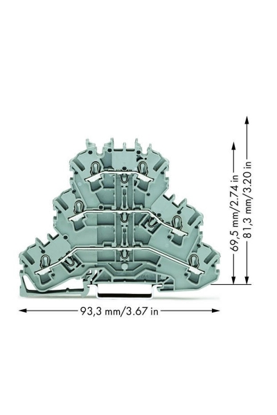 Wago 2002-3201 50 Adet 2.5-4mm2 3 Katlı Köprülenebilir Ray Klemens - Thumbnail