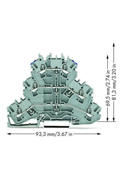 Wago 2002-3203 50 Adet 2.5-4mm2 3 Katlı Köprülenebilir Ray Klemens - Thumbnail