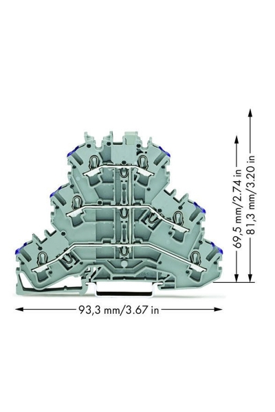 Wago 2002-3208 50 Adet 2.5-4mm2 3 Katlı 6 İletkenli Ray Klemens - Thumbnail