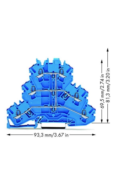 Wago 2002-3209 50 Adet 2.5-4mm2 3 Katlı 6 İletkenli Ray Klemens - Thumbnail