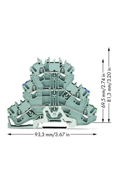 Wago 2002-3217 50 Adet 2.5-4mm2 Gri 3 Katlı Topraklamalı Ray Klemens - Thumbnail