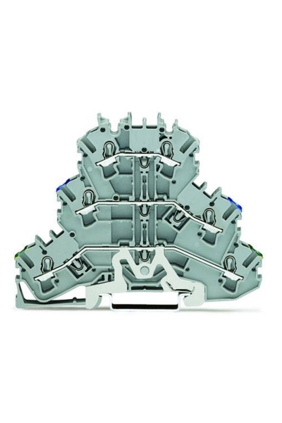 Wago - Wago 2002-3217 50 Adet 2.5-4mm2 Gri 3 Katlı Topraklamalı Ray Klemens