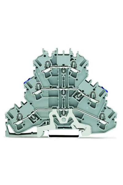 Wago - Wago 2002-3218 50 Adet 2.5-4mm2 Gri Ekranlı 3 Katlı Topraklamalı Ray Klemens