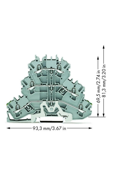 Wago 2002-3227 50 Adet 2.5-4mm2 Gri 3 Katlı Topraklamalı Ray Klemens - Thumbnail