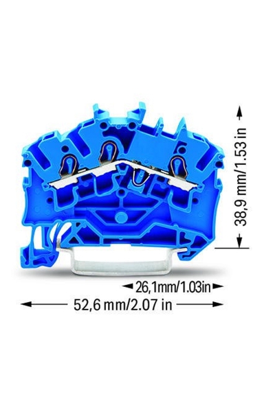 Wago 2002-6304 100 Adet 4mm2 Mavi 3 İletkenli Ray Klemens - Thumbnail