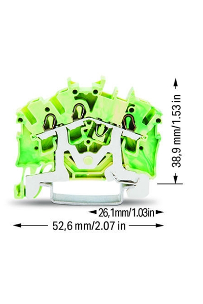 Wago 2002-6307 100 Adet 4mm2 Sarı Yeşil 3 İletkenli Topraklamalı Ray Klemens - Thumbnail