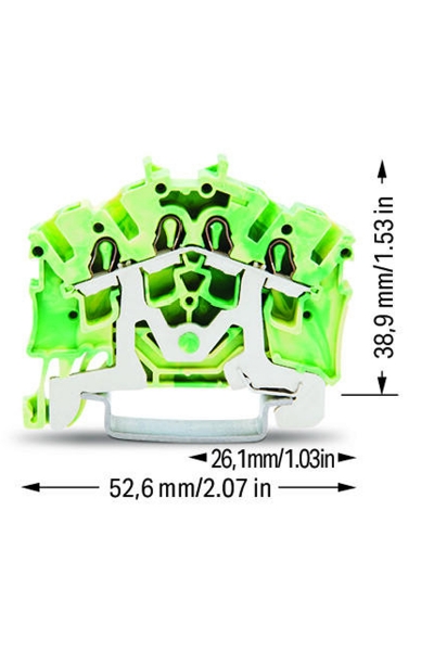 Wago 2002-6407 100 Adet 4mm2 Sarı Yeşil 4 İletkenli Topraklamalı Ray Klemens - Thumbnail