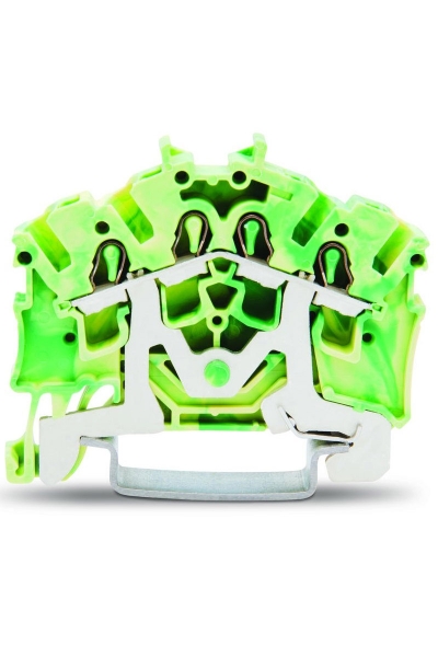 Wago - Wago 2002-6407 100 Adet 4mm2 Sarı Yeşil 4 İletkenli Topraklamalı Ray Klemens