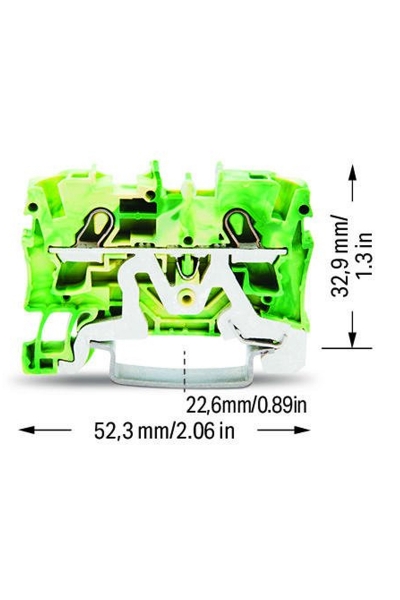 Wago 2004-1207 50 Adet 6mm2 Sarı Yeşil 2 İletkenli Topraklamalı Ray Klemens - Thumbnail