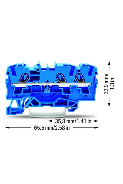 Wago 2004-1304 50 Adet 6mm2 Mavi 3 İletkenli Ray Klemens - Thumbnail