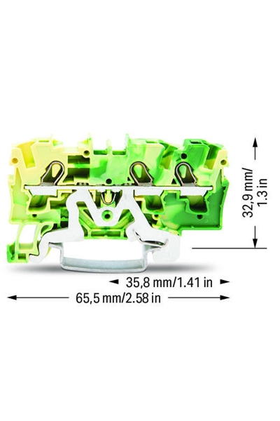 Wago 2004-1307 50 Adet 6mm2 Sarı Yeşil 3 İletkenli Topraklamalı Ray Klemens - Thumbnail