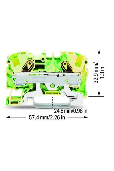 Wago 2006-1207 50 Adet 10mm2 Sarı Yeşil 2 İletkenli Topraklamalı Ray Klemens - Thumbnail
