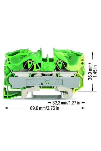 Wago 2016-1207 20 Adet 25mm2 Sarı Yeşil 2 İletkenli Topraklamalı Ray Klemens - Thumbnail