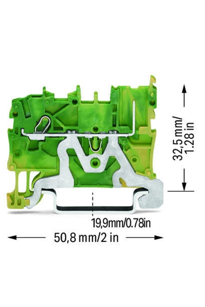 Wago 2020-1207 50 Adet 1.5mm2 Sarı Yeşil 1 Kablo 1 Soket Bağlantılı Ray Klemens - Thumbnail