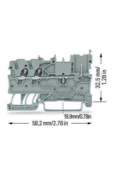 Wago 2020-1301 50 Adet 4mm2 Gri 2 Kablo 1 Soket Bağlantılı Ray Klemens - Thumbnail