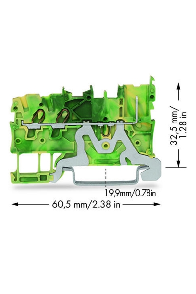 Wago 2020-1307 50 Adet 4mm2 2 Kablo 1 Soket Bağlantılı Topraklamalı Ray Klemens - Thumbnail