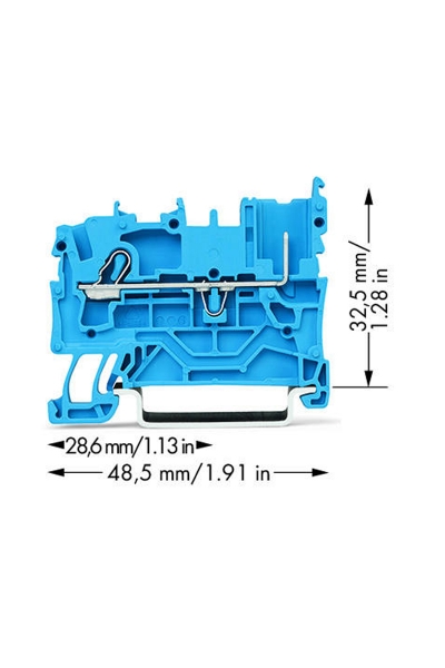 Wago 2022-1204 100 Adet 4mm2 Mavi 1 Kablo 1 Soket Bağlantılı Ray Klemens - Thumbnail