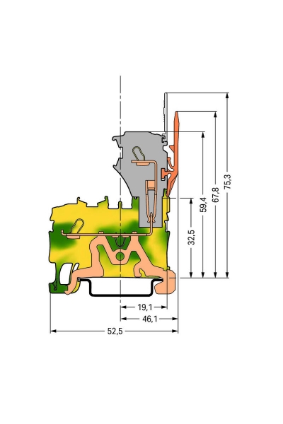 Wago 2022-1207 100 Adet 4mm2 Sarı Yeşil 1 Kablo 1 Soket Bağlantılı Ray Klemens - Thumbnail