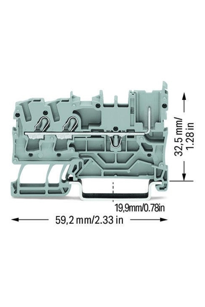 Wago 2022-1301 100 Adet 4mm2 Gri 2 Kablo 1 Soket Bağlantılı Ray Klemens - Thumbnail