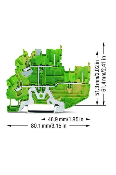 Wago 2022-2207 50 Adet 4mm2 1 Kablo 1 Soket Bağlantılı Topraklı Ray Klemens - Thumbnail