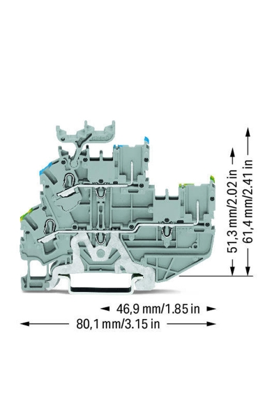 Wago 2022-2247 50 Adet 4mm2 Gri PE/N 2 Katlı Klemens - Thumbnail