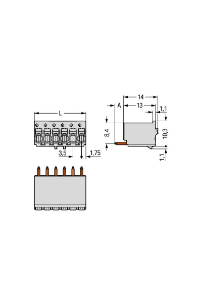 Wago 2091-1154 100 Adet 1.5mm2 Düz 4 Kutuplu PCB Dişi Klemens - Thumbnail