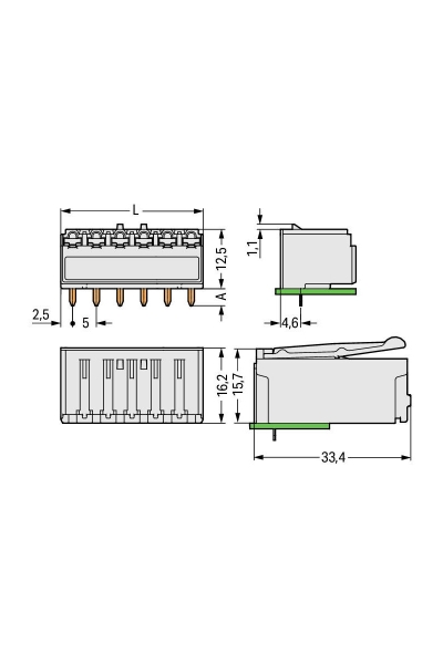 Wago 2092-1324 200 Adet 2.5mm2 90 Derece 4 Kutuplu PCB Dişi Konnektör - Thumbnail
