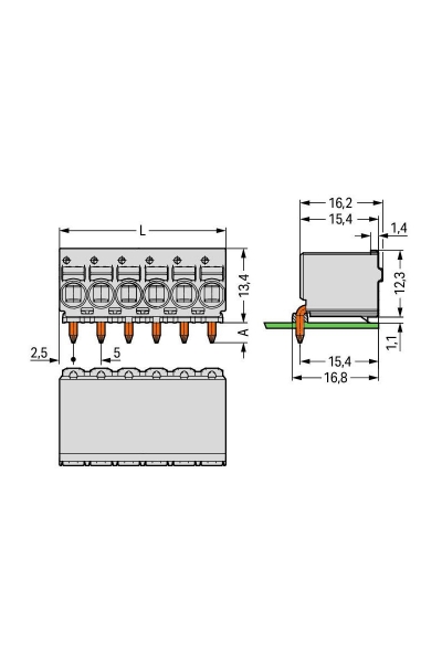 Wago 2092-1362 50 Adet 2.5mm2 90 Derece 12 Kutuplu PCB Dişi Klemens - Thumbnail