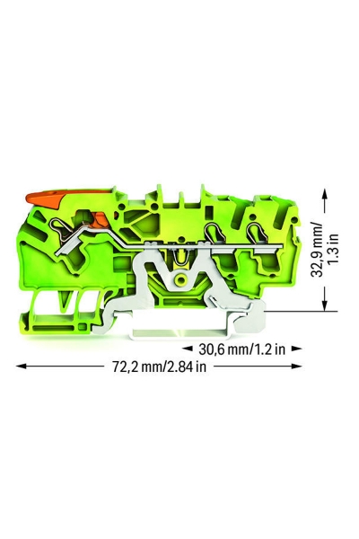 Wago 2102-1307 50 Adet 4mm2 Sari Yeşil 3 iletkenli Kollu Yaylı Topraklama Klemensi - Thumbnail