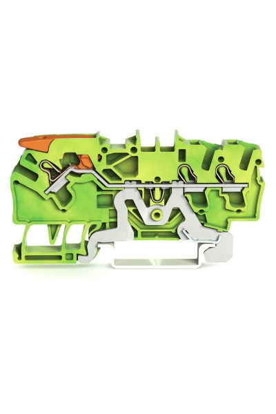 Wago - Wago 2102-1307 50 Adet 4mm2 Sari Yeşil 3 iletkenli Kollu Yaylı Topraklama Klemensi