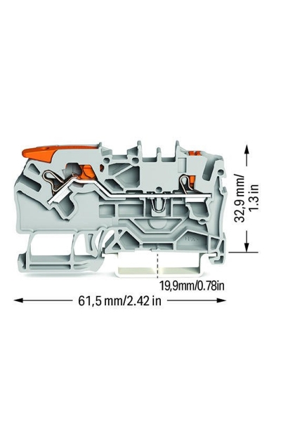 Wago 2102-5201 50 Adet 4mm2 Gri 2 iletkenli Kollu Basma Butonlu Klemens - Thumbnail