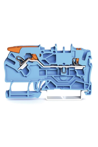 Wago - Wago 2102-5204 50 Adet 4mm2 Mavi 2 iletkenli Kollu Basma Butonlu Klemens