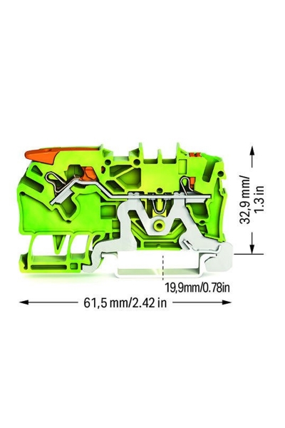 Wago 2102-5207 50 Adet 4mm2 Sari Yeşil 2 iletkenli Kollu Basma Butonlu Topraklama Klemensi - Thumbnail