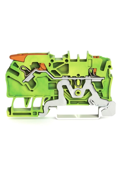 Wago - Wago 2102-5207 50 Adet 4mm2 Sari Yeşil 2 iletkenli Kollu Basma Butonlu Topraklama Klemensi