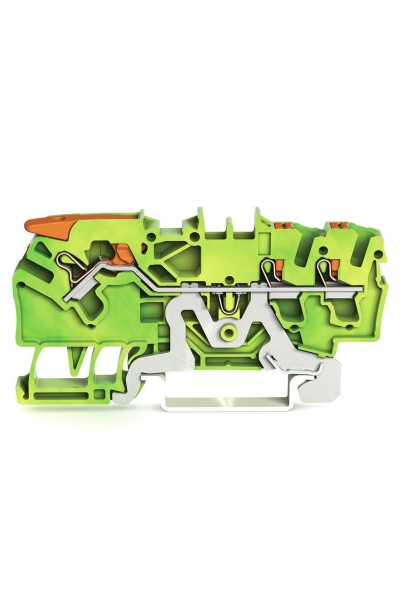 Wago - Wago 2102-5307 50 Adet 4mm2 Sari Yeşil 3 iletkenli Kollu Basma Butonlu Topraklama Klemensi