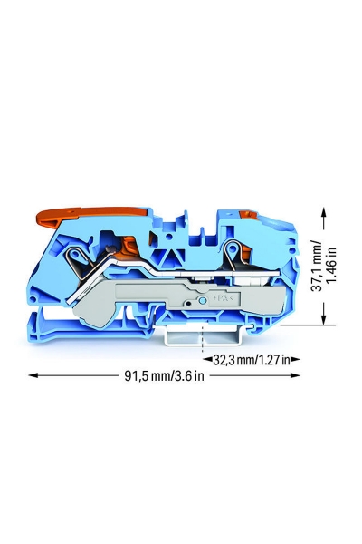 Wago 2116-5204 20 Adet 25mm2 Mavi 2 İletkenli Kollu ve Basma Butonlu Ray Klemens - Thumbnail