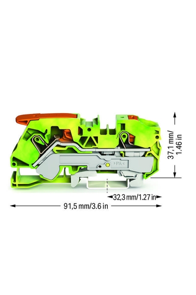 Wago 2116-5207 20 Adet 25mm2 Sarı Yeşil Kollu ve Basma Butonlu Topraklama Klemensi - Thumbnail