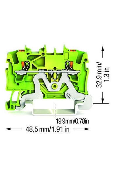 Wago 2201-1207 100 Adet 2.5mm2 Sari Yeşil 2 İletkenli Basma Butonlu Topraklama Klemensi - Thumbnail