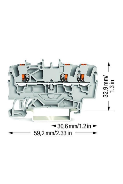 Wago 2201-1301 100 Adet 2.5mm2 Gri 3 iletkenli Basma Butonlu Klemens - Thumbnail