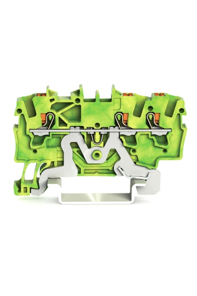 Wago - Wago 2201-1307 100 Adet 2.5mm2 Sari Yeşil 3 iletkenli Basma Butonlu Topraklama Klemensi