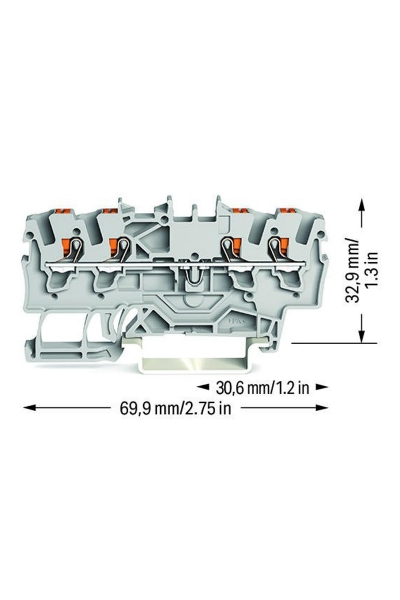 Wago 2201-1401 100 Adet 2.5mm2 Gri 4 iletkenli Basma Butonlu Klemens - Thumbnail