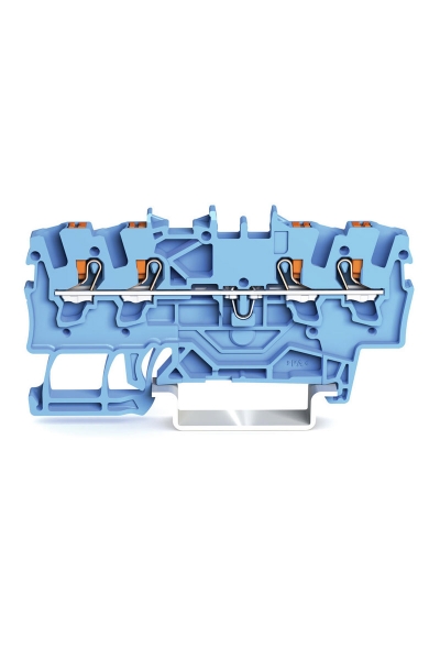 Wago - Wago 2201-1404 100 Adet 2.5mm2 Mavi 4 iletkenli Basma Butonlu Klemens
