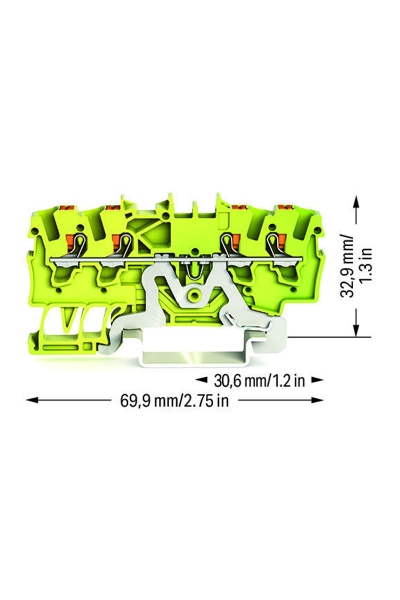 Wago 2201-1407 100 Adet 2.5mm2 Sari Yeşil 4 iletkenli Basma Butonlu Topraklama Klemensi - Thumbnail