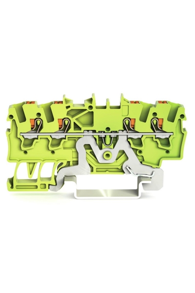 Wago - Wago 2201-1407 100 Adet 2.5mm2 Sari Yeşil 4 iletkenli Basma Butonlu Topraklama Klemensi