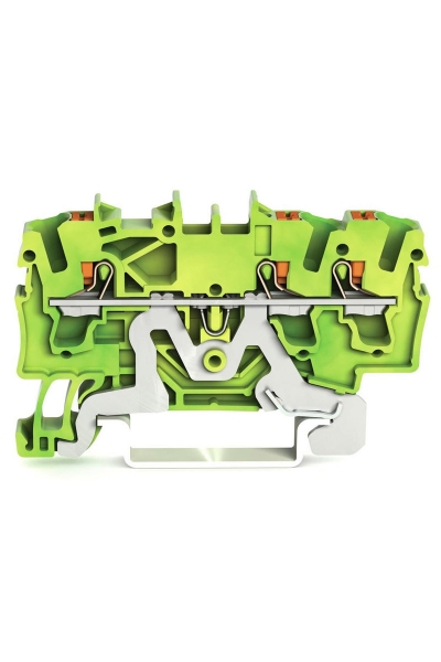 Wago - Wago 2202-1307 100 Adet 4mm2 Sarı Yeşil 3 iletkenli Basma Butonlu Topraklama Klemensi