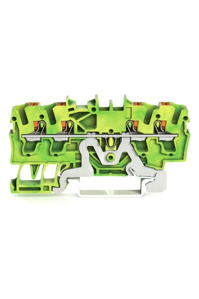 Wago - Wago 2202-1407 100 Adet 4mm2 Sarı Yeşil 4 iletkenli Basma Butonlu Topraklama Klemensi