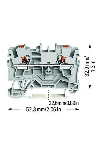 Wago 2204-1201 50 Adet 6mm2 Gri 2 İletkenli Basma Butonlu Klemens - Thumbnail